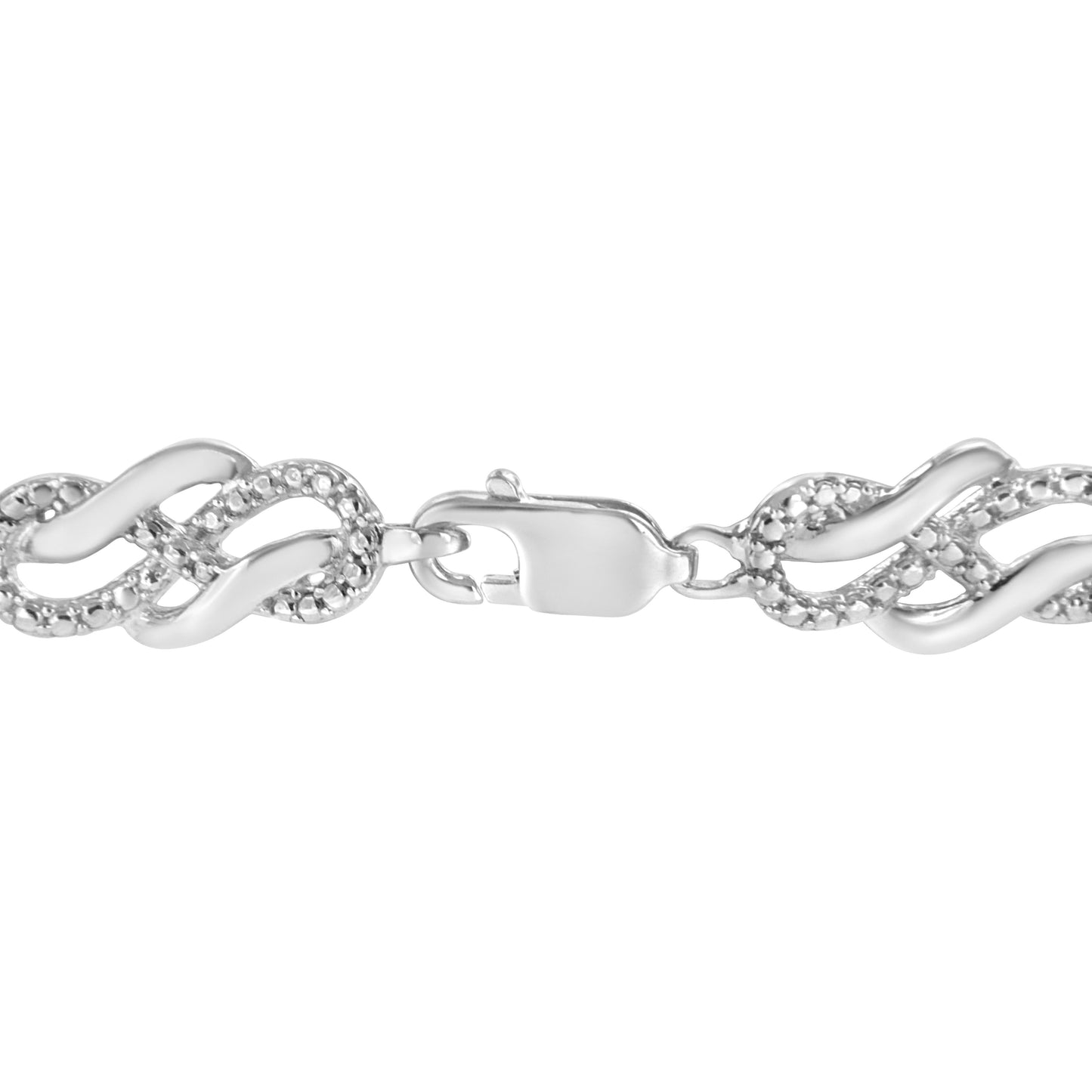 .925 Sterling Silver Prong Set Diamond Accent Infinity Weave Link 7.25" Bracelet (I-J Color, I3 Clarity) Bids.com