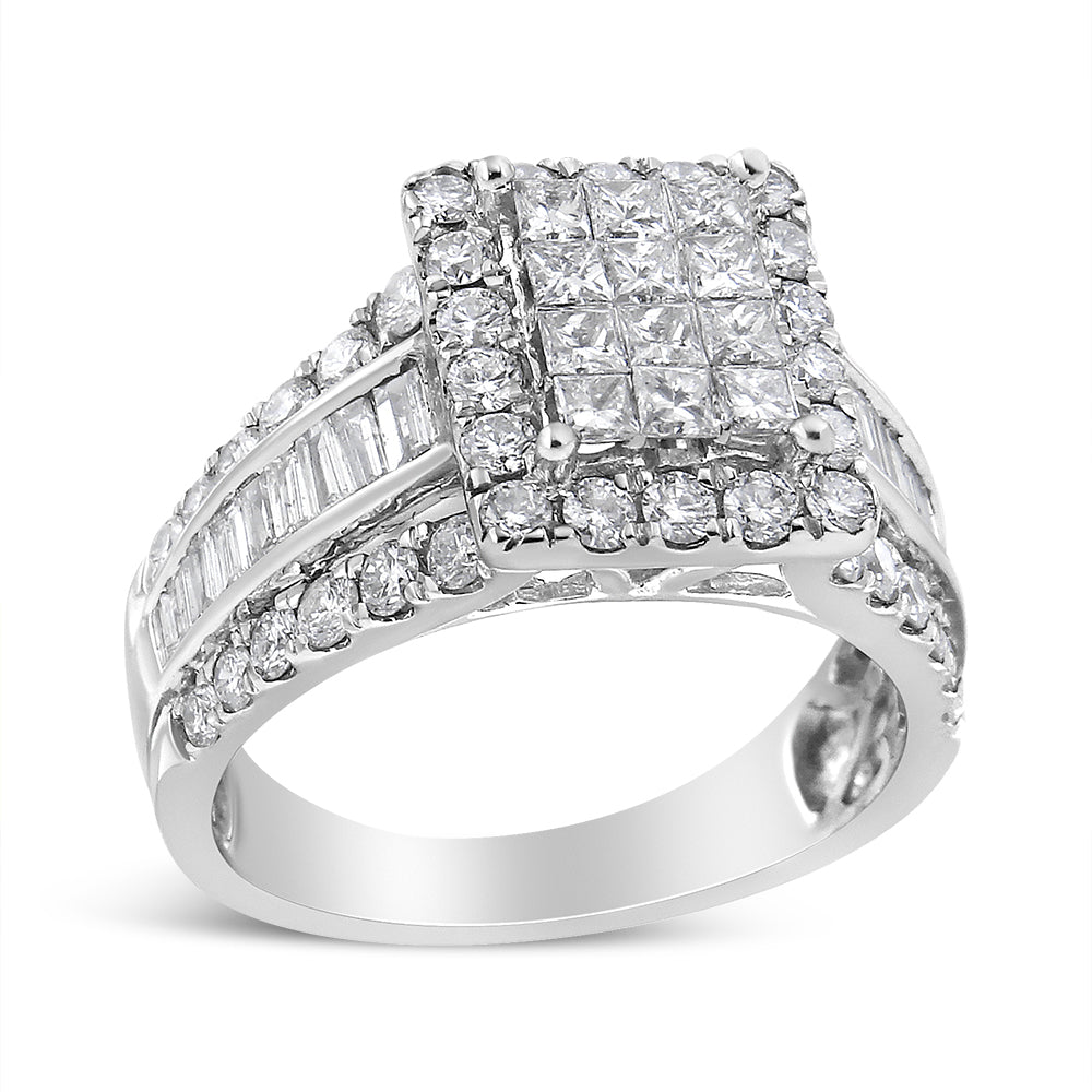 14K White Gold 2.00 Cttw Composite Head with Halo and Side Stones Diamond Ring (H-I Color, SI1-SI2 Clarity) - Ring Size 7 Bids.com