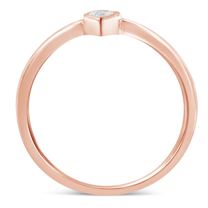 14K Rose Gold Plated .925 Sterling Silver 1/20 Carat Diamond Teardrop Pear-Shaped Miracle Set Petite Fashion Ring (J-K Color, I1-I2 Clarity) - Size 6 Bids.com
