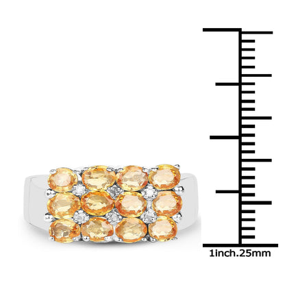 2.67 Carat Genuine Yellow Sapphire and White Diamond .925 Sterling Silver Ring Bids.com