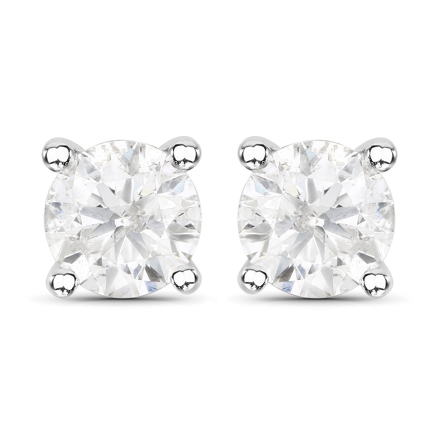 1.02 Carat Genuine White Diamond 14K White Gold Earrings Bids.com