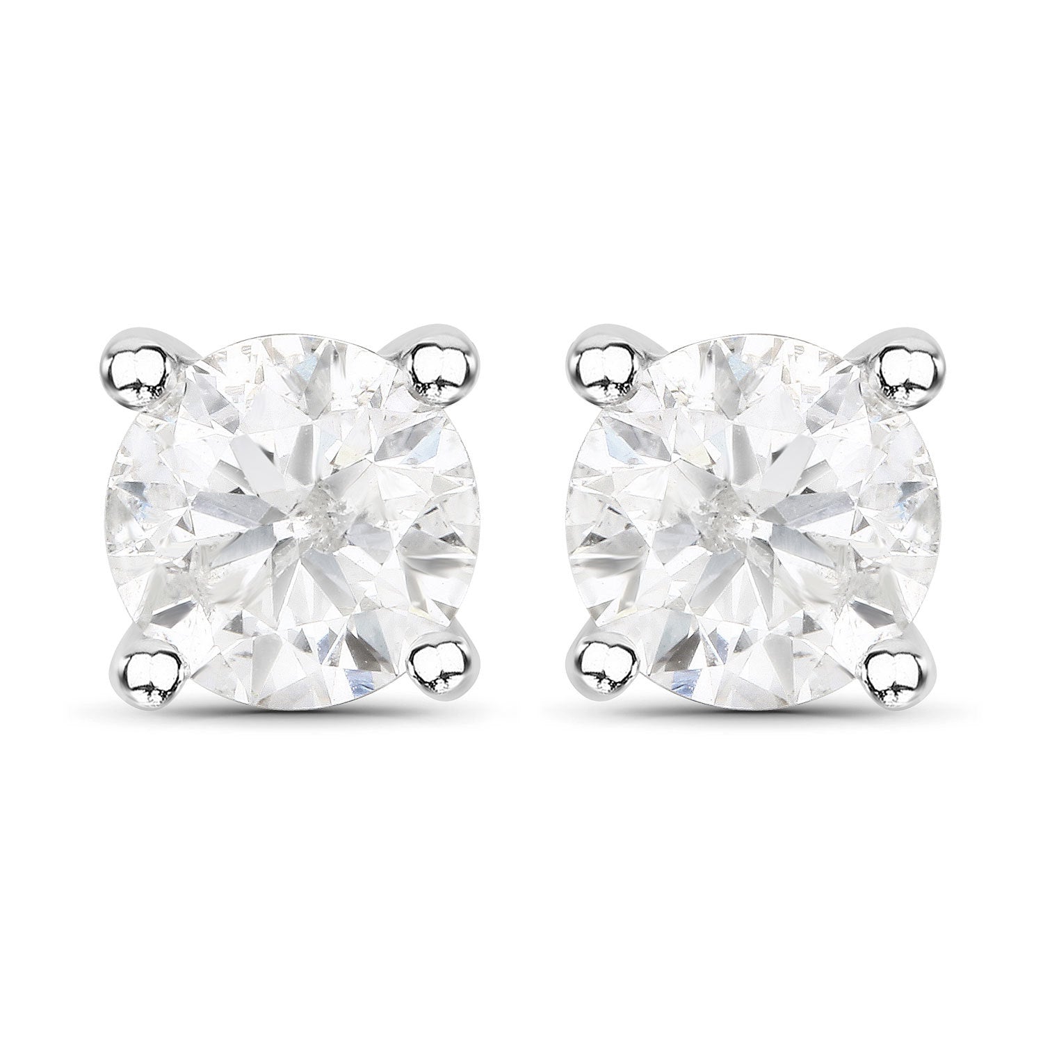 1.02 Carat Genuine White Diamond 14K White Gold Earrings Bids.com
