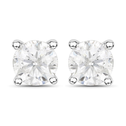 1.02 Carat Genuine White Diamond 14K White Gold Earrings Bids.com