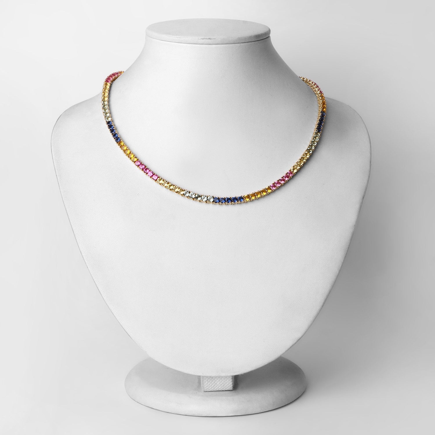 11.65 Carat Created Multi Sapphire .925 Sterling Silver Necklace Bids.com