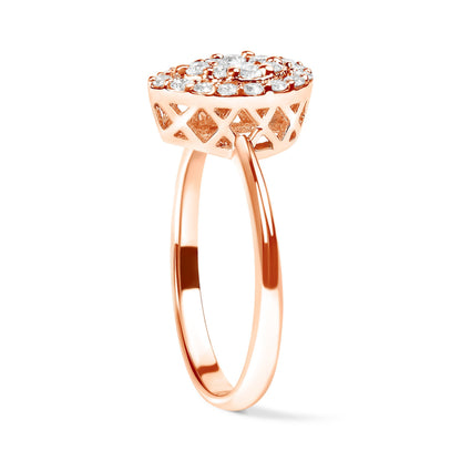 10K Rose Gold 3/8 Cttw Round-Cut Diamond Pear Promise Ring (I-J Color, I2-I3 Clarity) - Size 7 Bids.com
