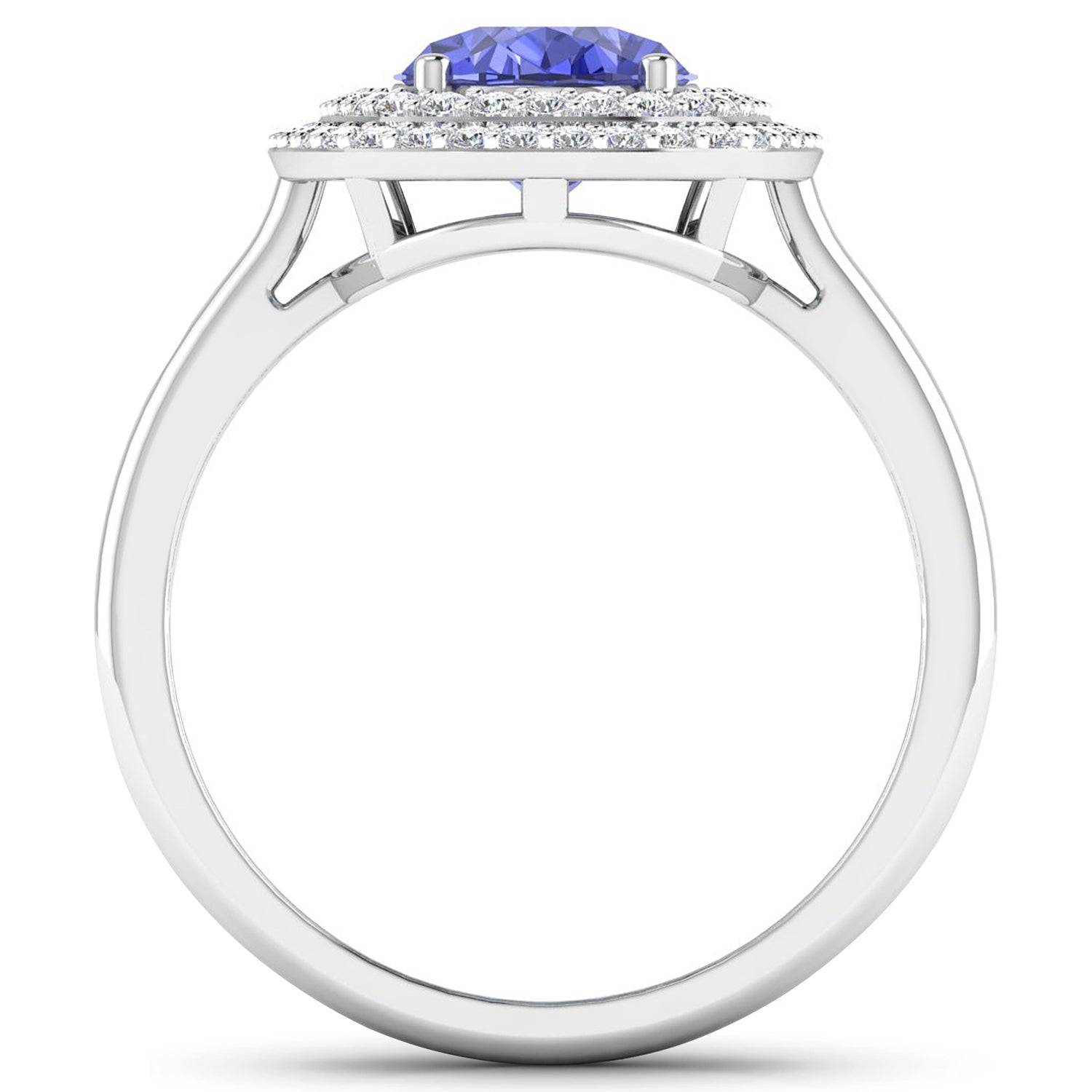 2.02 Carat Genuine Tanzanite and White Diamond 14K White Gold Ring Bids.com