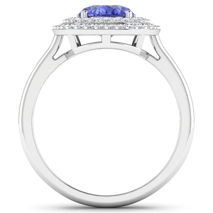 2.02 Carat Genuine Tanzanite and White Diamond 14K White Gold Ring Bids.com