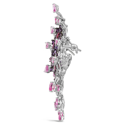 18K White Gold 1.00 Cttw Diamond, Ruby  Sapphire, and Amethyst Mixed Gemstone Butterfly Brooch Pin (G-H Color, VS1-VS2 Clarity) Bids.com