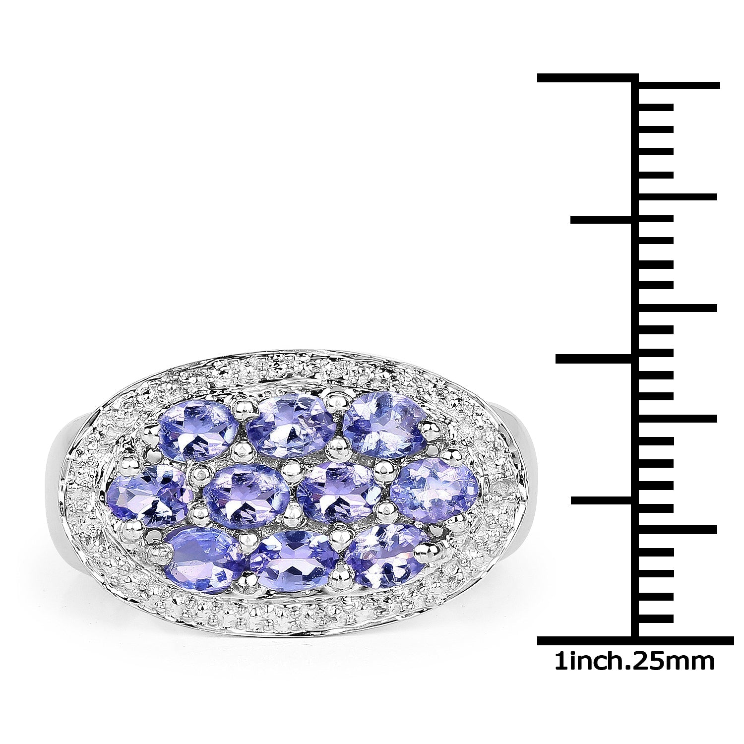 1.70 Carat Genuine Tanzanite .925 Sterling Silver Ring Bids.com