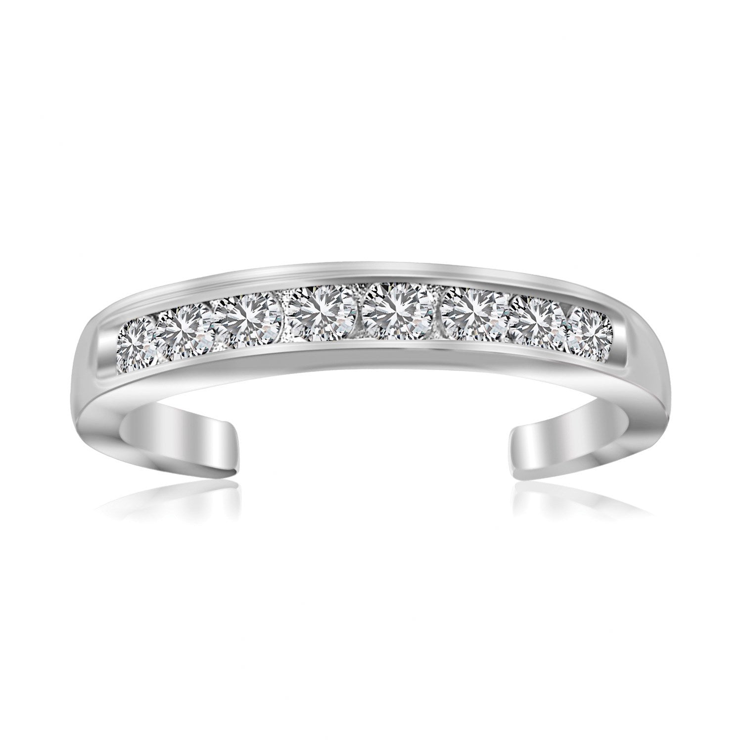 Sterling Silver Rhodium Finished Toe Ring with White Tone Cubic Zirconia Accents Bids.com