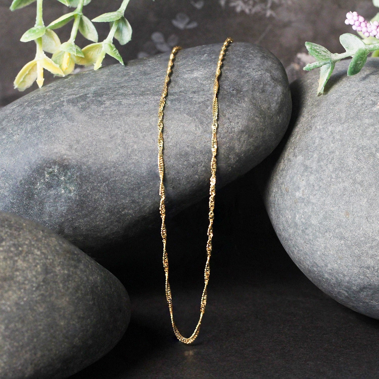 14k Yellow Gold Singapore Chain 1.5mm Bids.com