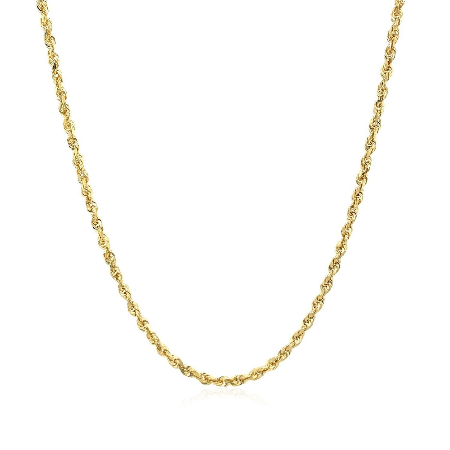 2.0mm 10k Yellow Gold Solid Diamond Cut Rope Chain Bids.com