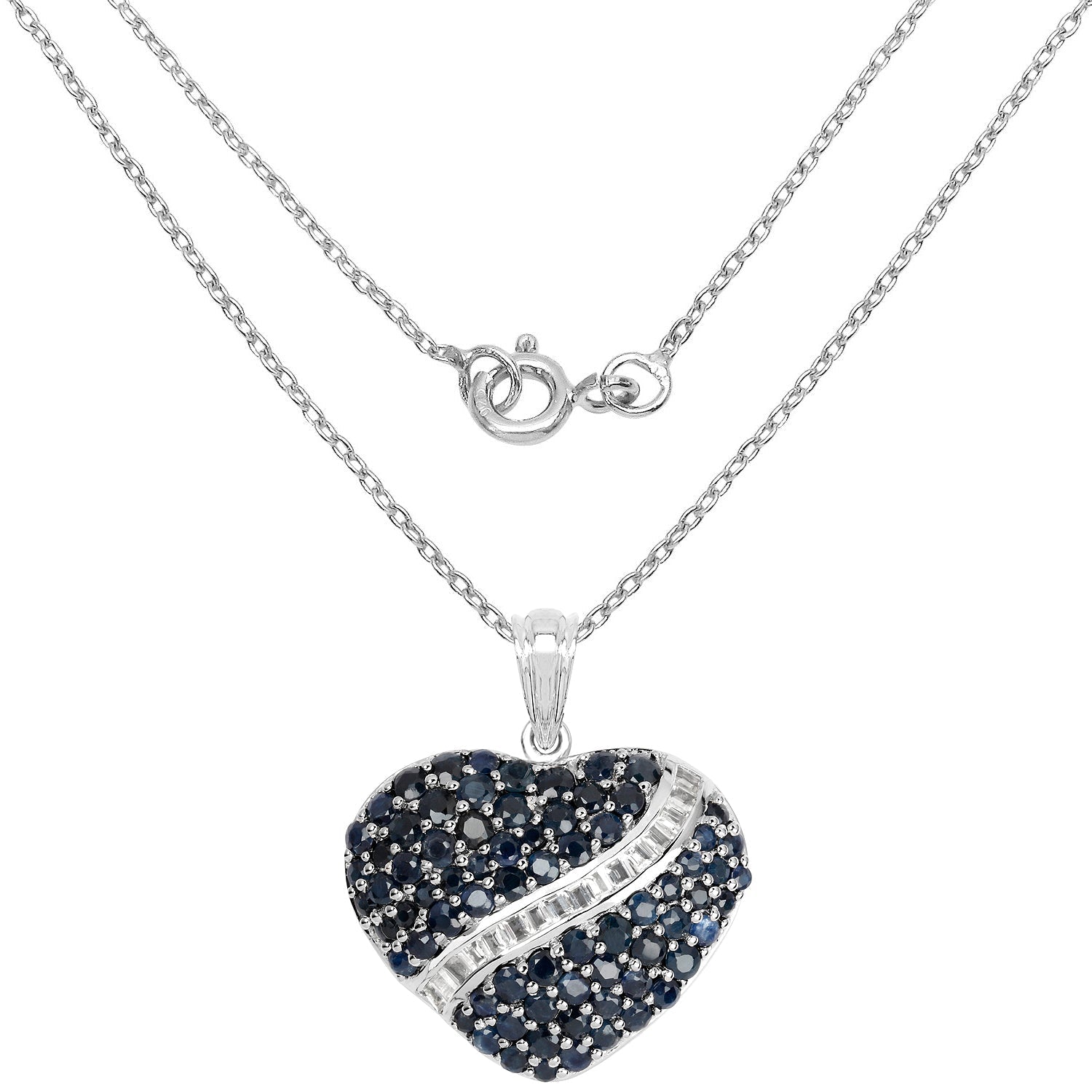 4.60 Carat Genuine Blue Sapphire and White Topaz .925 Sterling Silver Pendant Bids.com