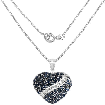 4.60 Carat Genuine Blue Sapphire and White Topaz .925 Sterling Silver Pendant Bids.com