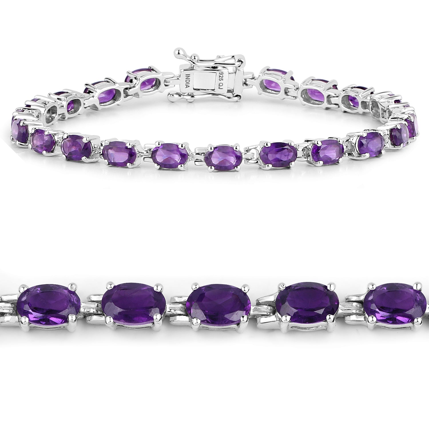 7.98 Carat Genuine Amethyst .925 Sterling Silver Bracelet Bids.com