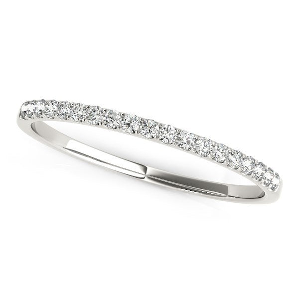 14k White Gold Pave Set Round Diamond Wedding Ring (1/8 cttw) Bids.com