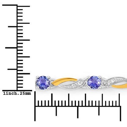 0.77 Carat Genuine Tanzanite and White Sapphire .925 Sterling Silver Bracelet Bids.com