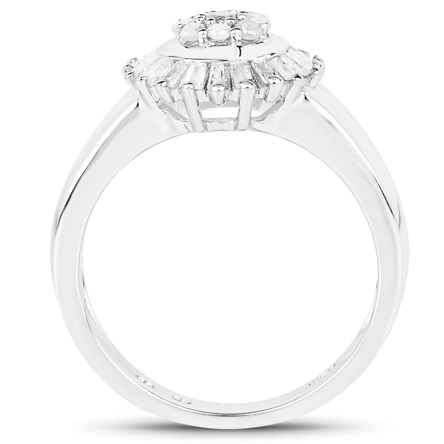 0.75 Carat Genuine White Diamond .925 Sterling Silver Ring Bids.com