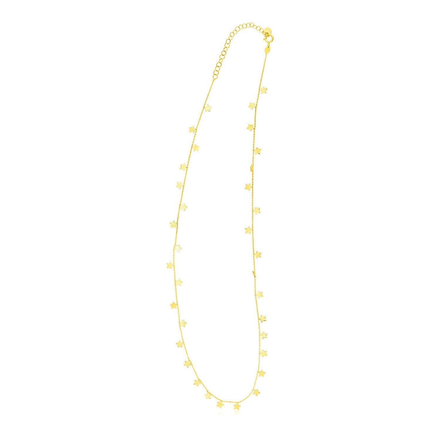 14K Yellow Gold Necklace with Dangling Stars Bids.com