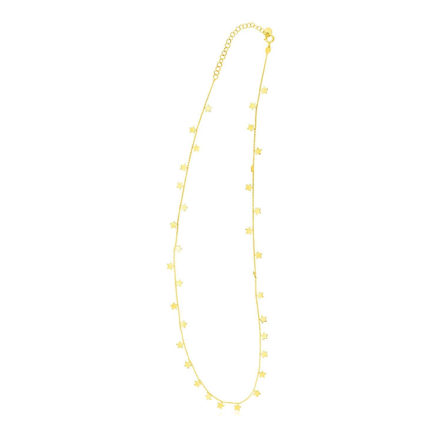 14K Yellow Gold Necklace with Dangling Stars Bids.com
