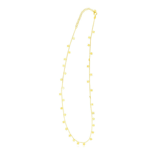 14K Yellow Gold Necklace with Dangling Stars Bids.com