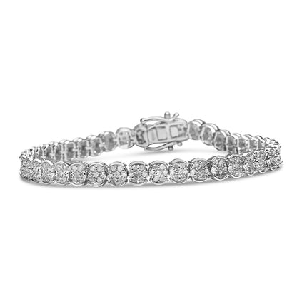 .925 Sterling Silver 2.0 Cttw Diamond Cluster Link Bracelet (I-J Color, I2-I3 Clarity) - Size 7.25" Bids.com