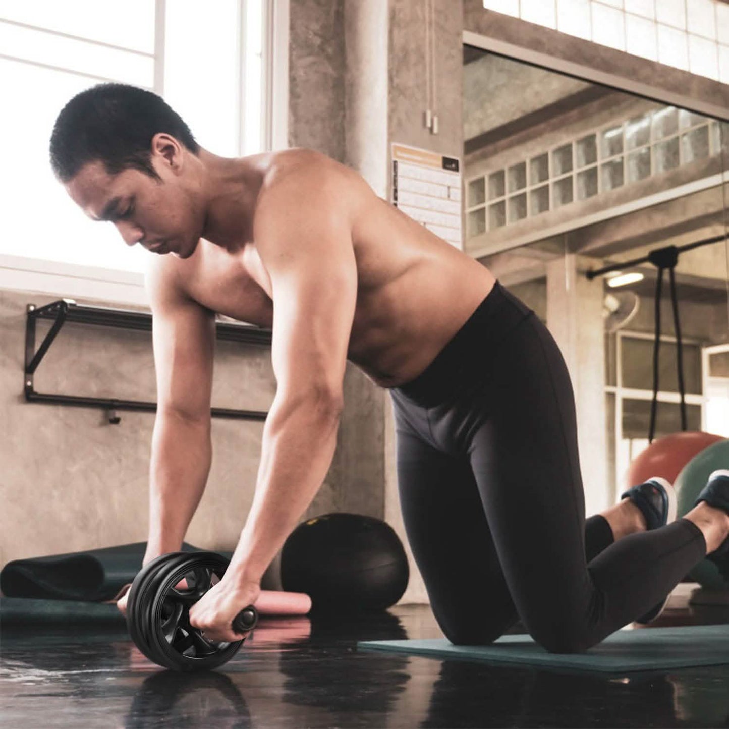 Ab Roller Wheel Fitness Exercise with Knee Pads DailySale