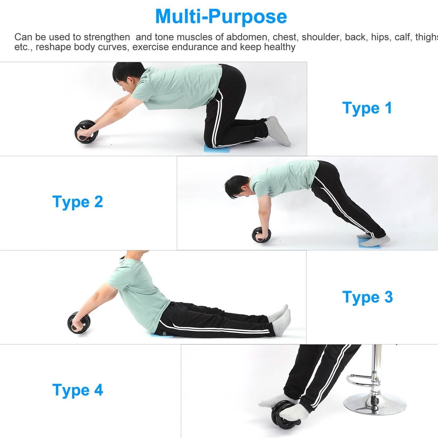 Ab Roller Wheel Fitness Exercise with Knee Pads DailySale