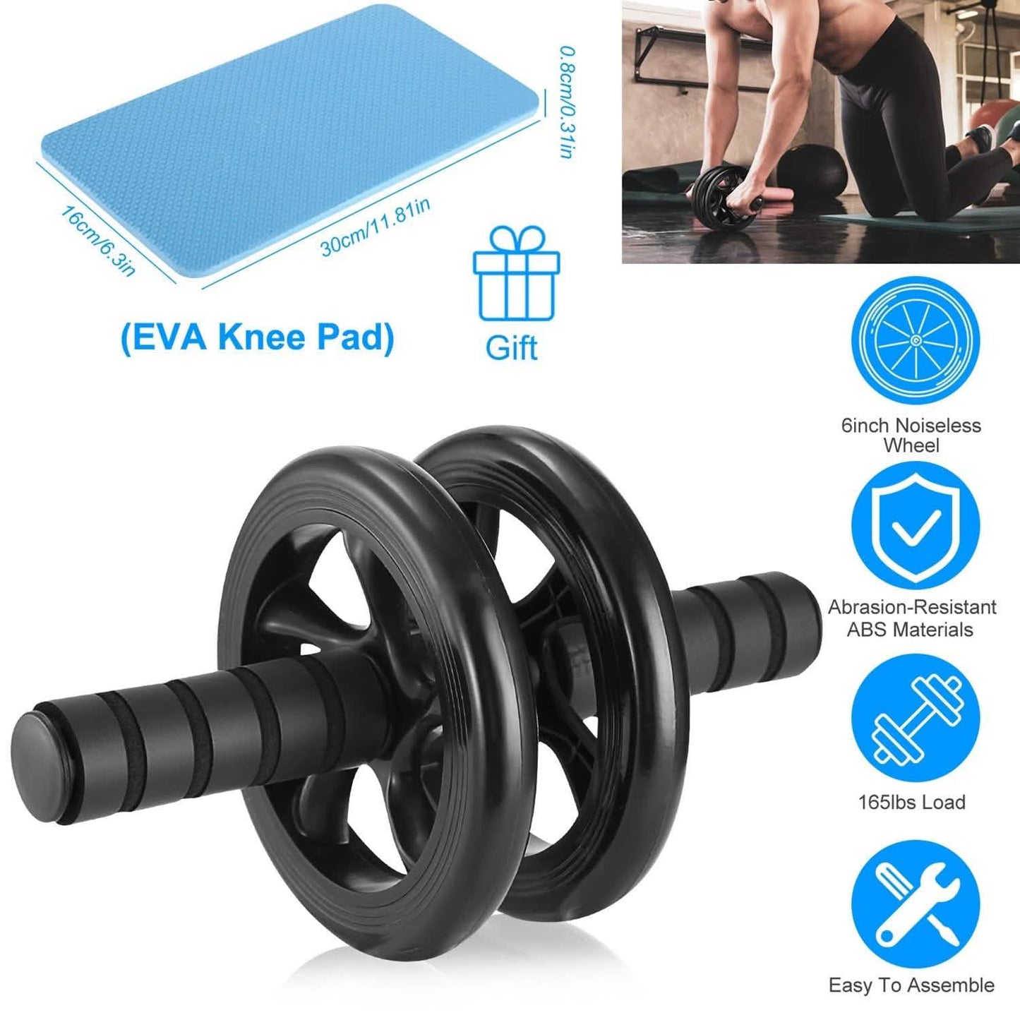 Ab Roller Wheel Fitness Exercise with Knee Pads DailySale