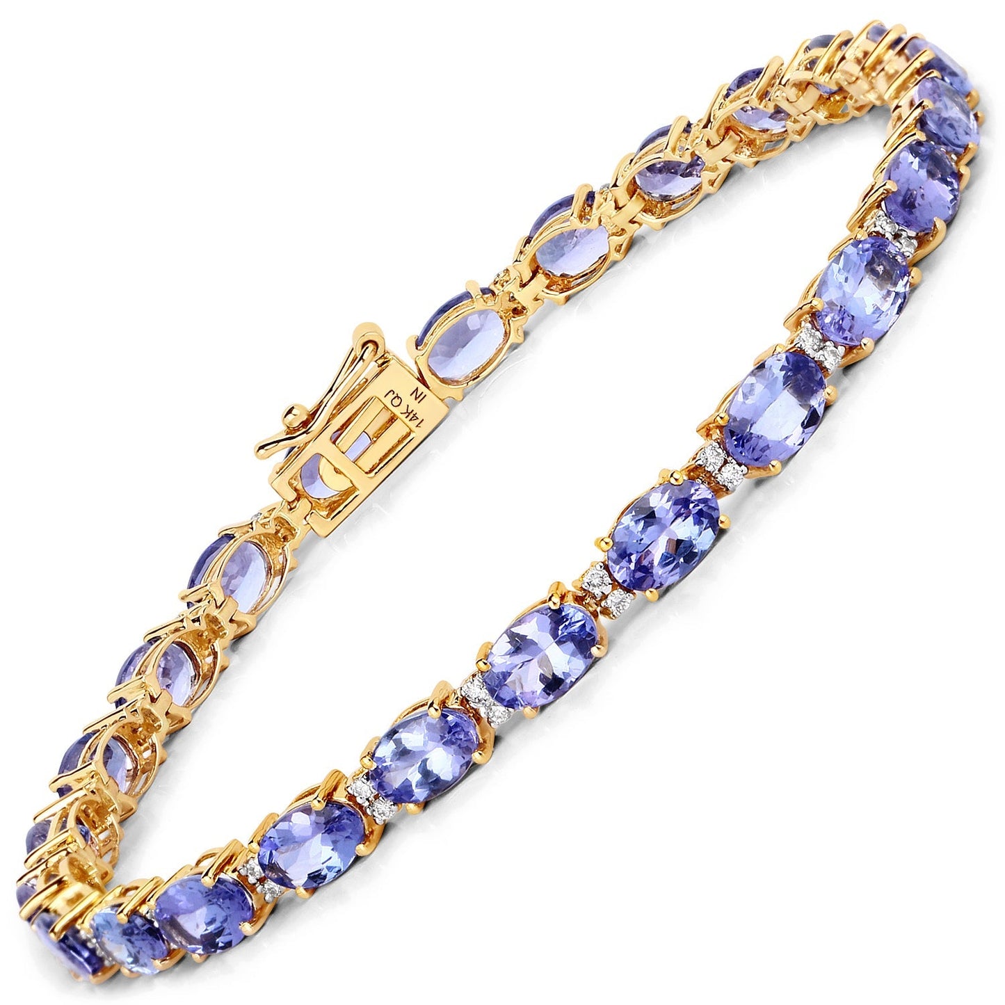 10.87 Carat Genuine Tanzanite and White Diamond 14K Yellow Gold Bracelet Bids.com