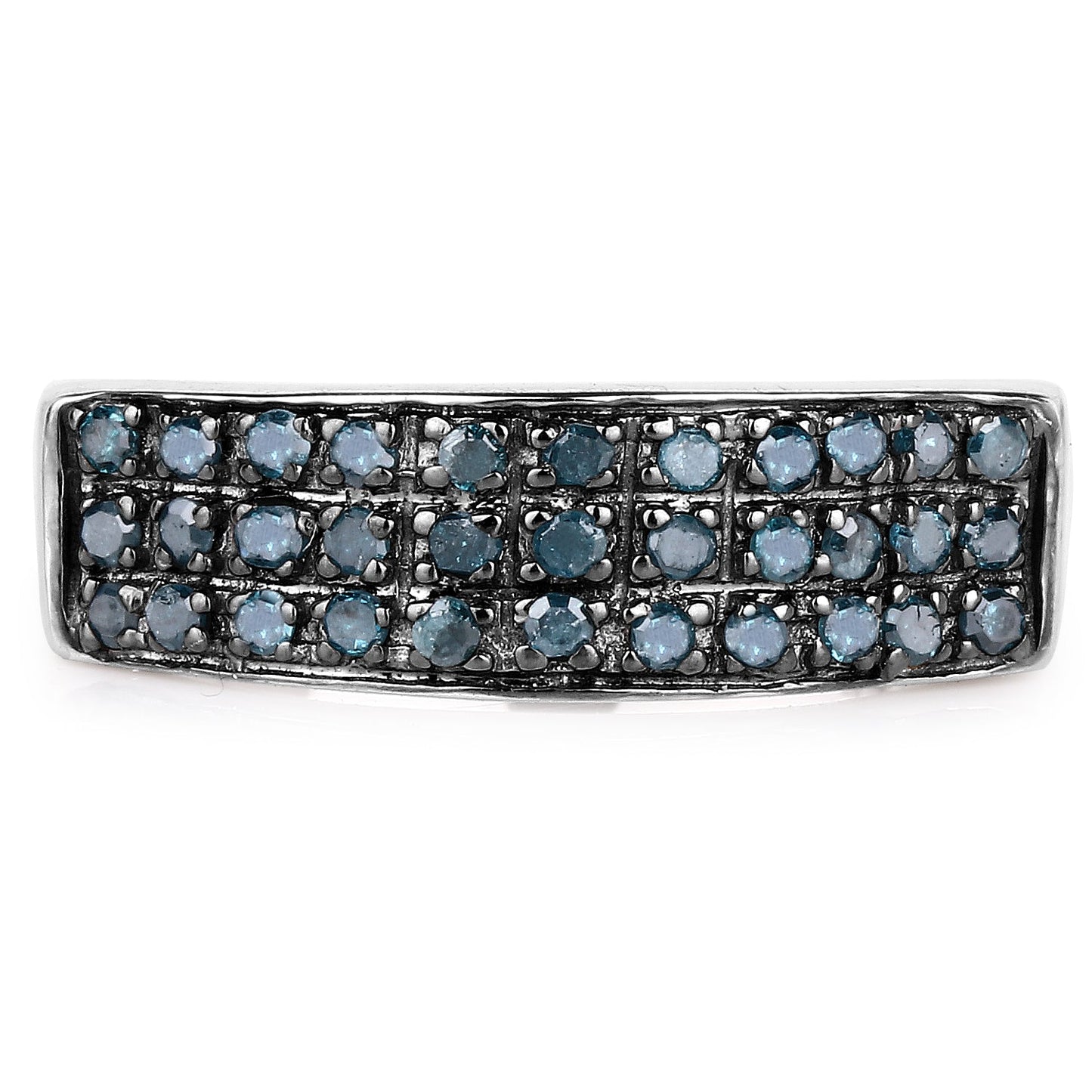 0.40 Carat Genuine Blue Diamond .925 Sterling Silver Ring Bids.com