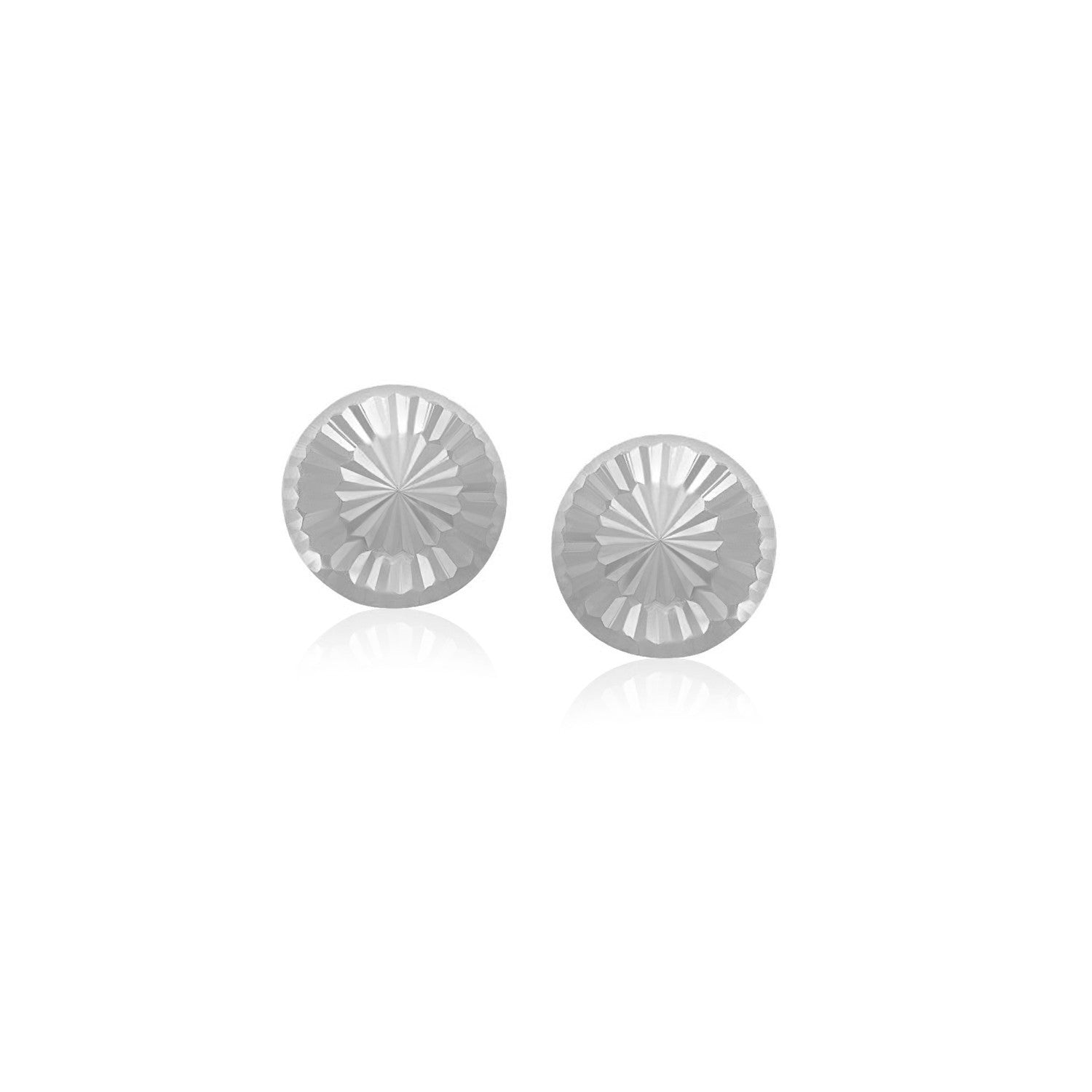 14k White Gold Textured Flat Style Stud Earrings Bids.com