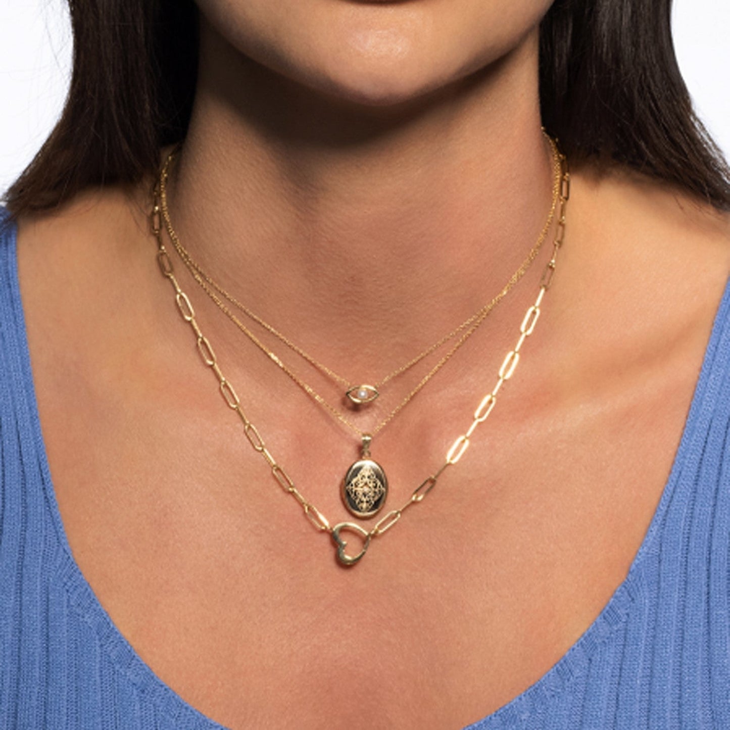 14k Yellow Gold Heart Element Paperclip Necklace Bids.com