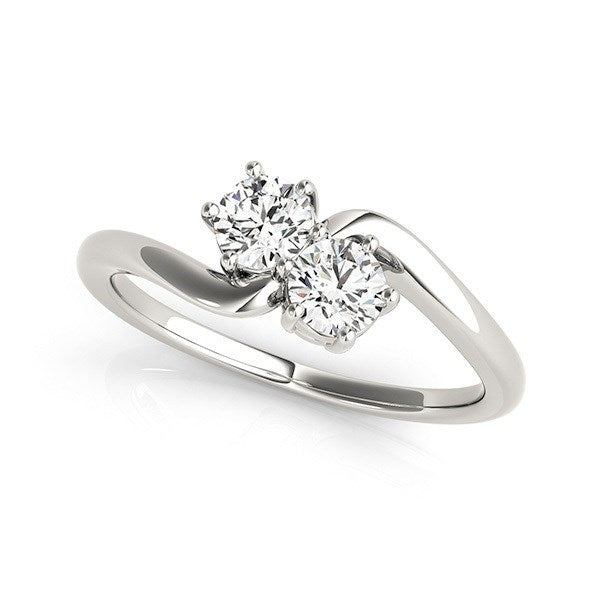 Solitaire Two Stone Diamond Ring in 14k White Gold (1/2 cttw) Bids.com