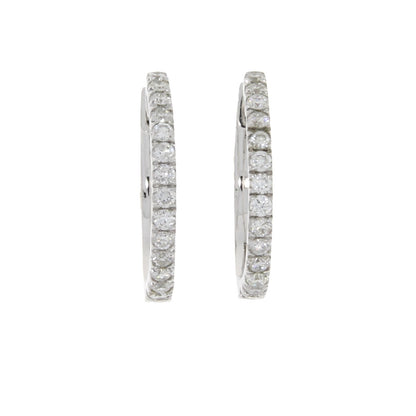 Genuine .51ct Diamond Hoop Earrings 14KT White Gold Bids.com