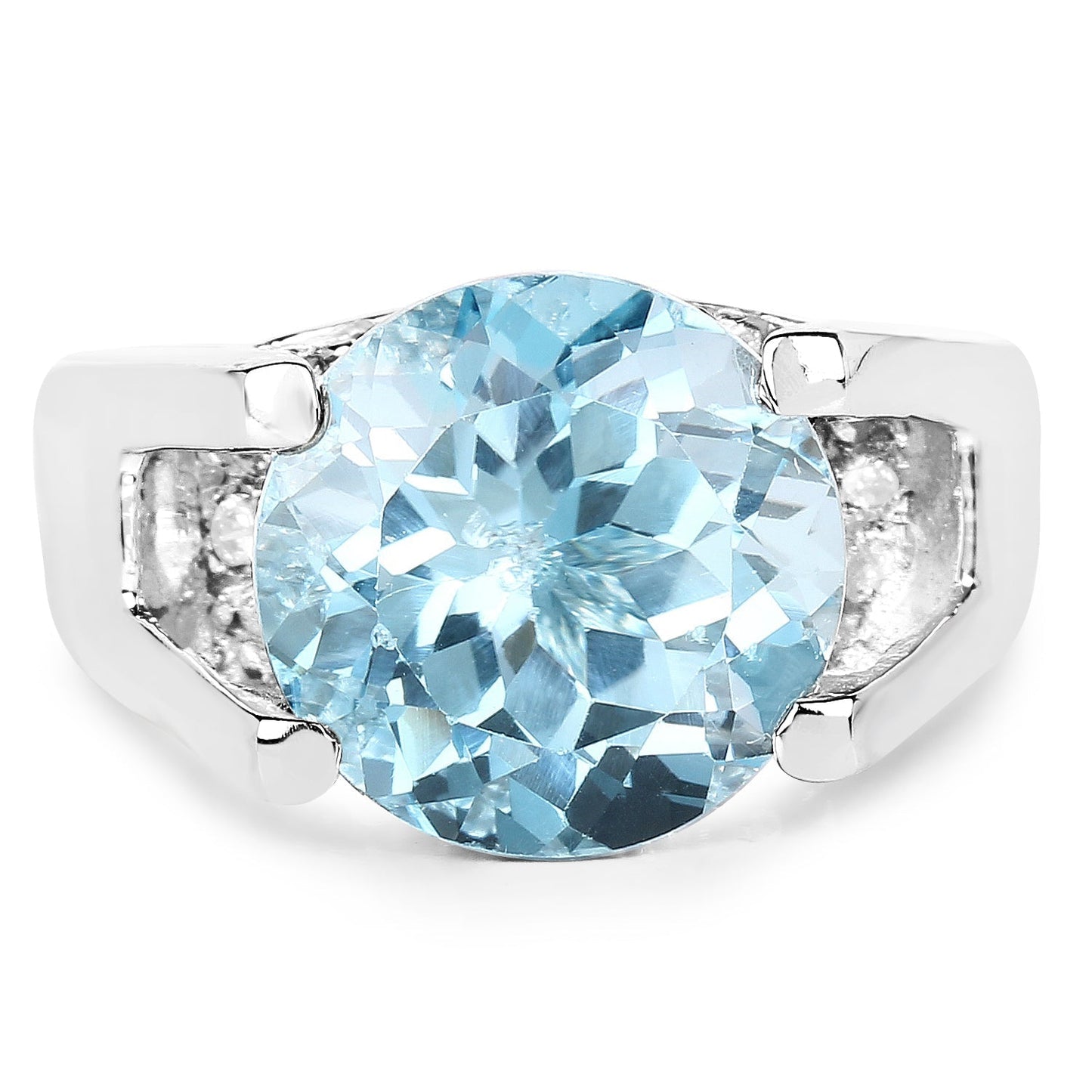 7.21 Carat Genuine Blue Topaz and White Cubic Zirconia .925 Sterling Silver Ring Bids.com