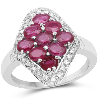 2.12 Carat Genuine Glass Filled Ruby & White Zircon .925 Sterling Silver Ring Bids.com