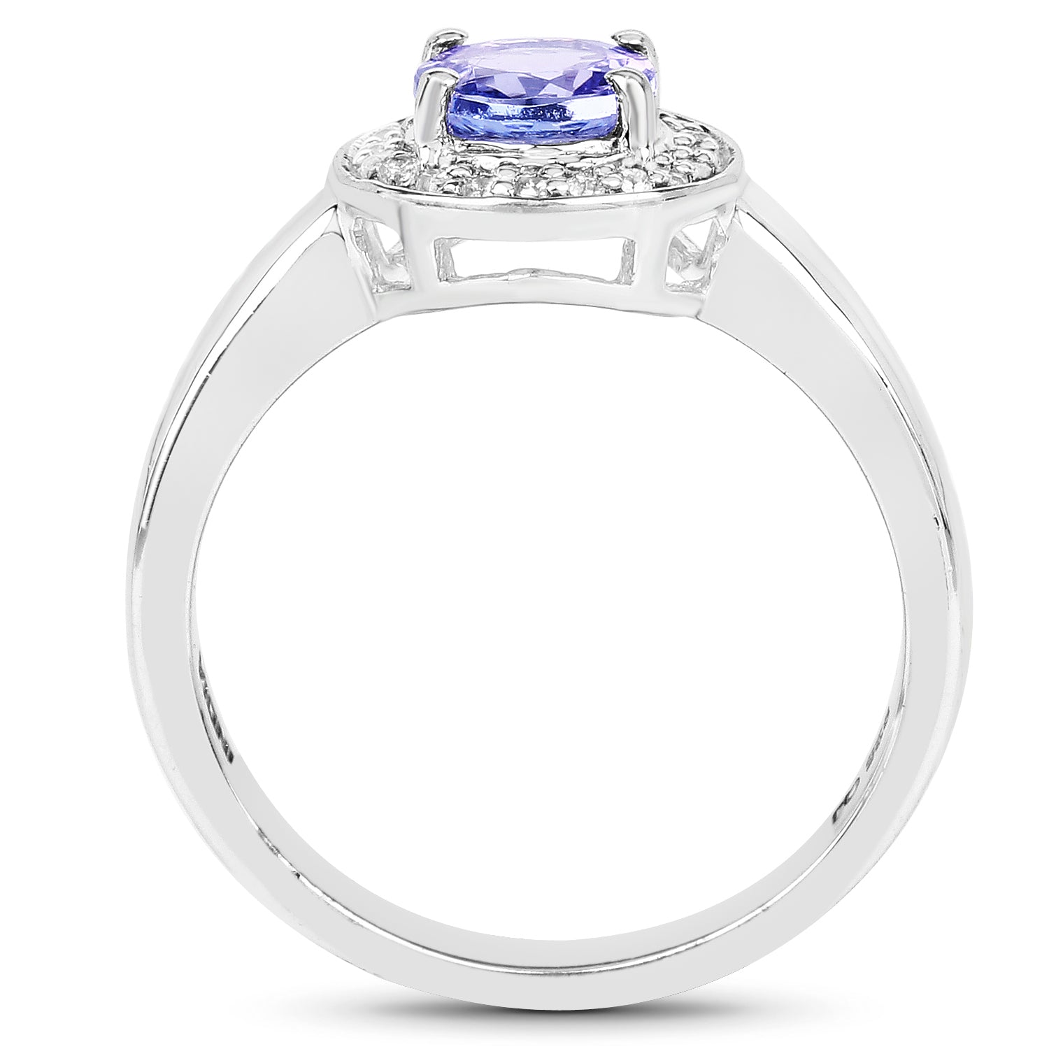 1.05 Carat Genuine Tanzanite and White Topaz .925 Sterling Silver Ring Bids.com