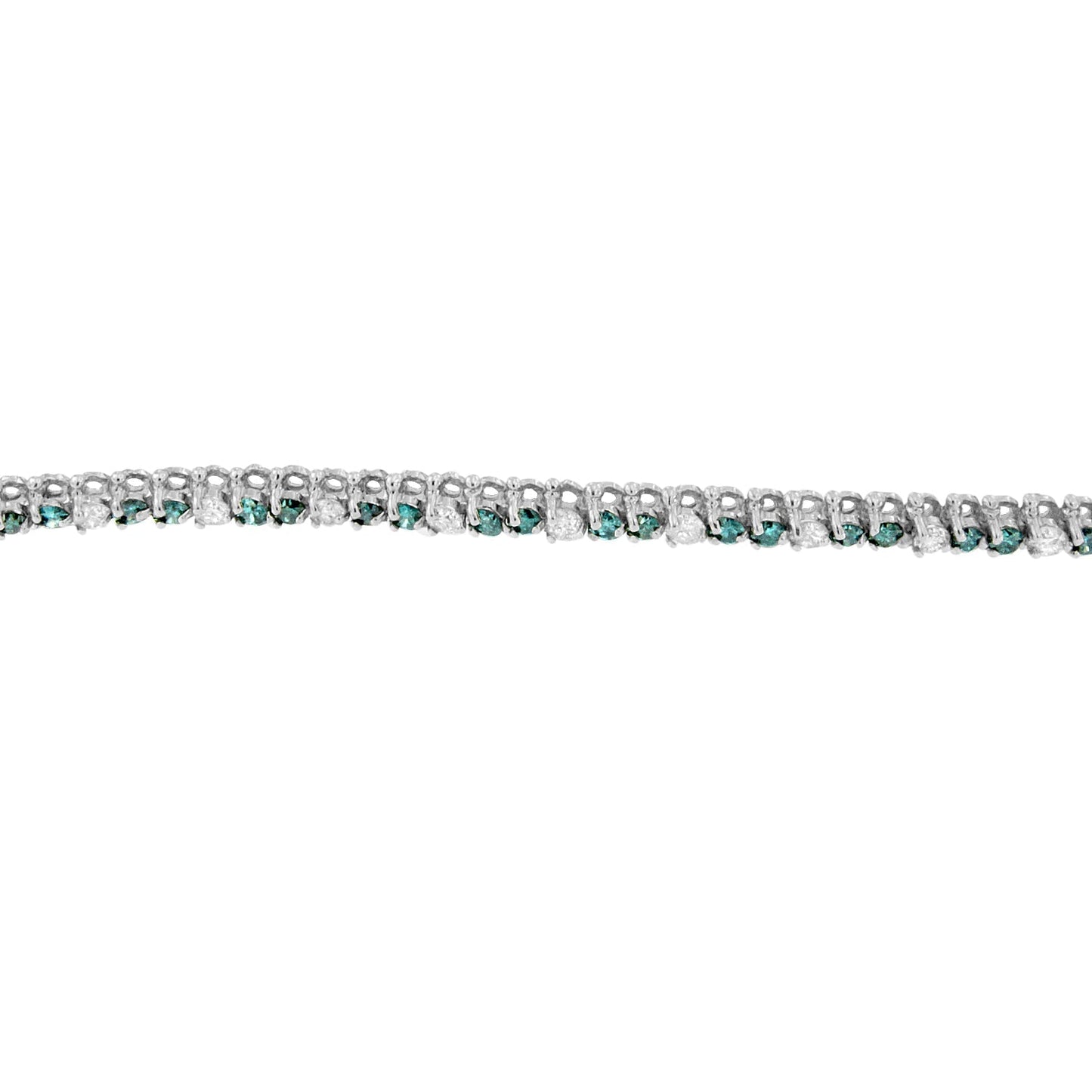 14K White Gold 4 5/8 Cttw Alternating White and Blue Diamond Martini Set Tennis Bracelet (H-I Color, I1-I2 Clarity) - 7" Inches Bids.com