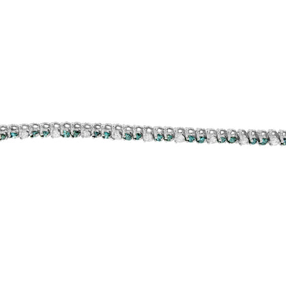 14K White Gold 4 5/8 Cttw Alternating White and Blue Diamond Martini Set Tennis Bracelet (H-I Color, I1-I2 Clarity) - 7" Inches Bids.com