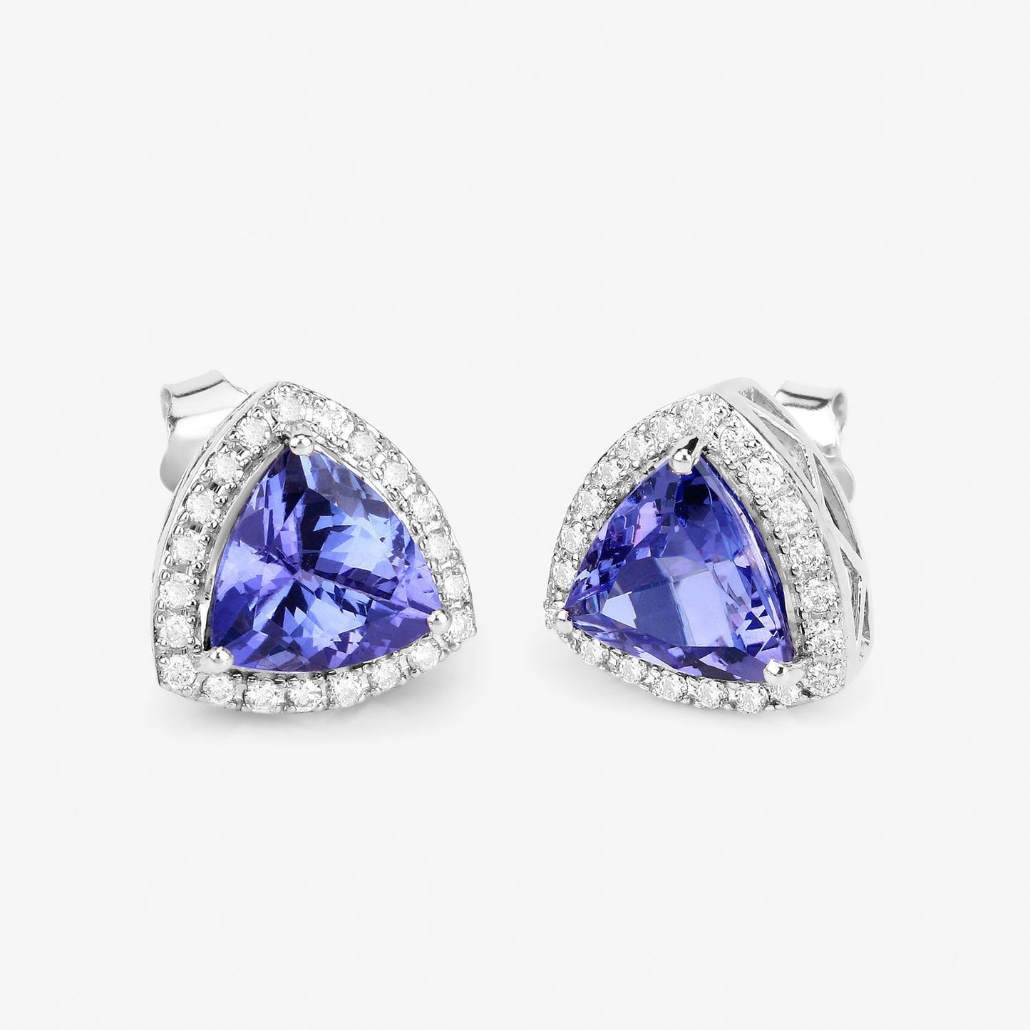 3.82 Carat Genuine Tanzanite and White Diamond 14K White Gold Earrings Bids.com