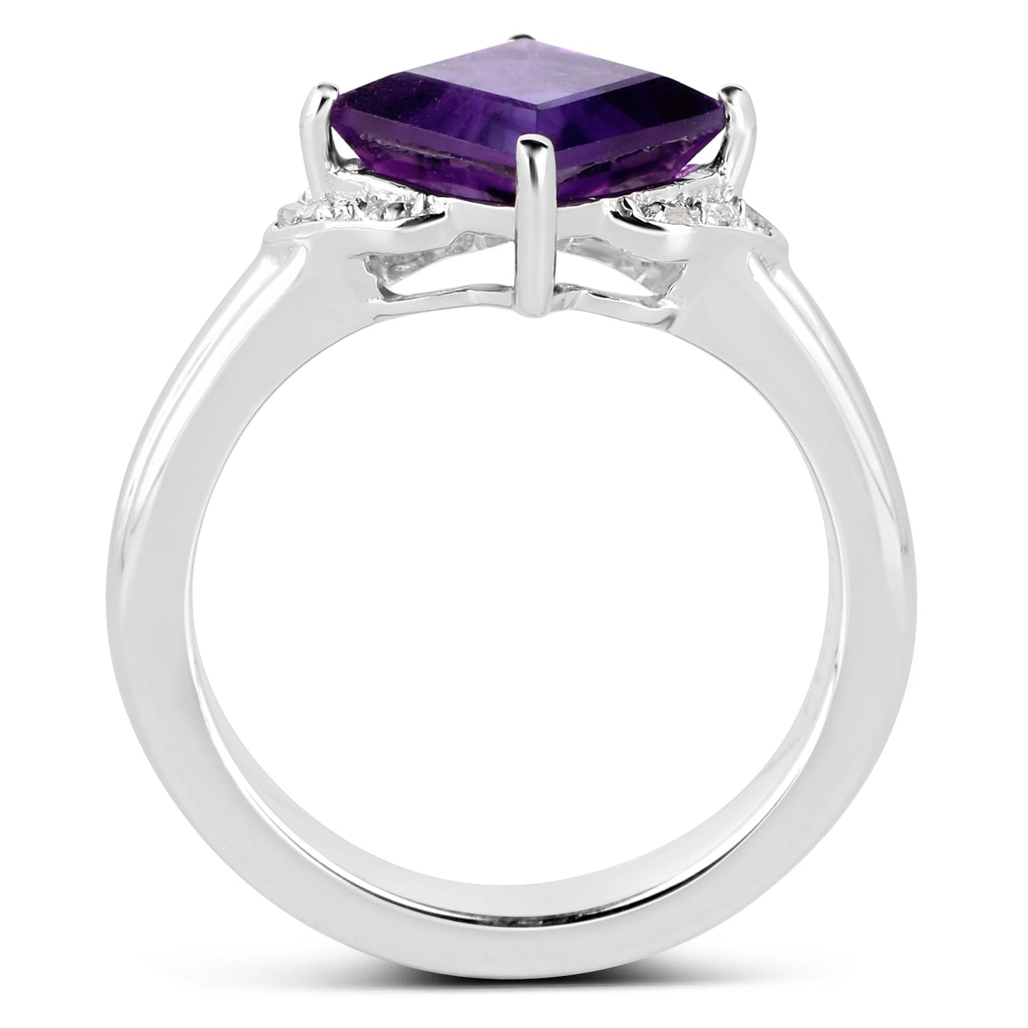 2.55 Carat Genuine Amethyst and White Topaz .925 Sterling Silver Ring Bids.com