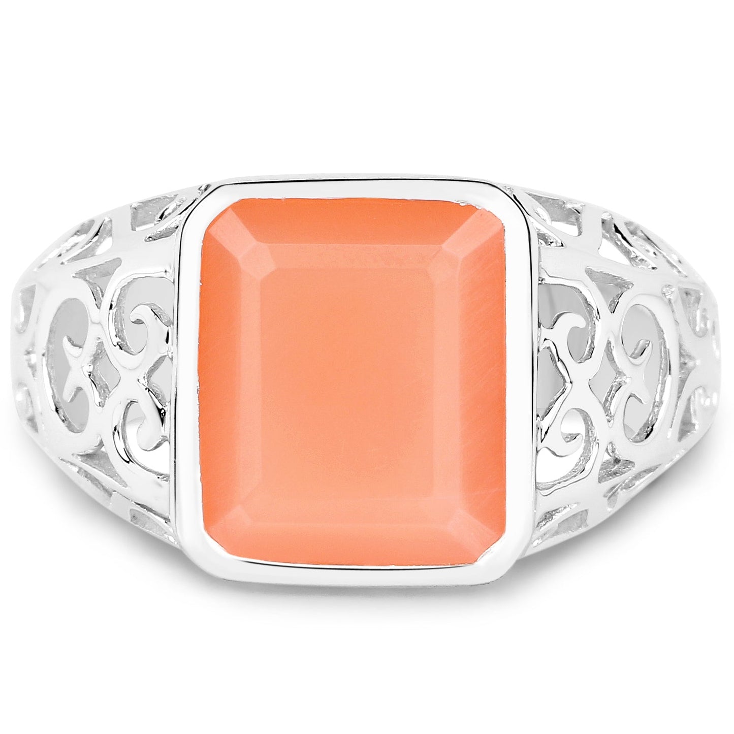 5.75 Carat Genuine Peach Moonstone .925 Sterling Silver Ring Bids.com