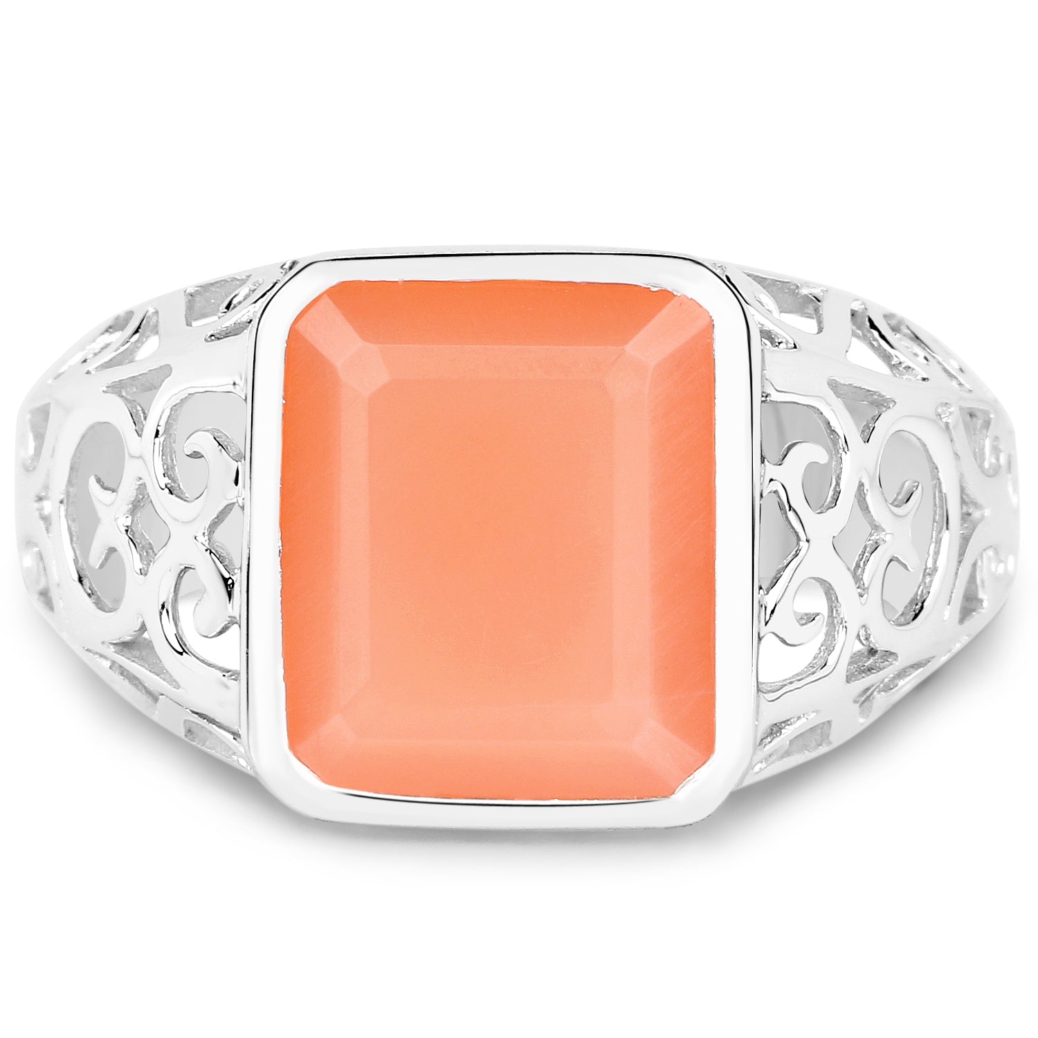 5.75 Carat Genuine Peach Moonstone .925 Sterling Silver Ring Bids.com
