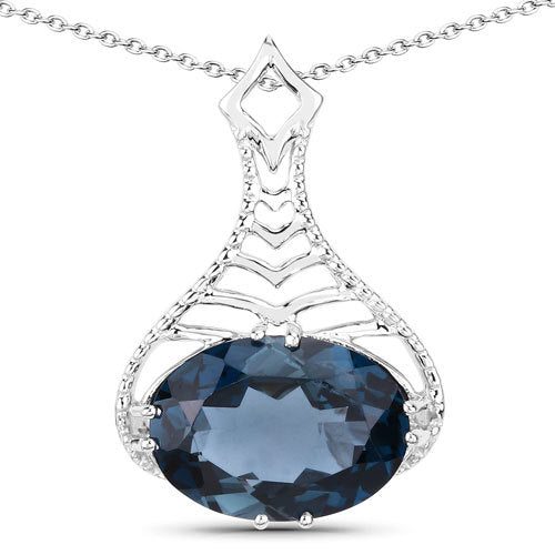 6.65 Carat Genuine London Blue Topaz .925 Sterling Silver Pendant Bids.com