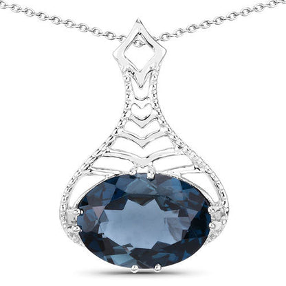 6.65 Carat Genuine London Blue Topaz .925 Sterling Silver Pendant Bids.com