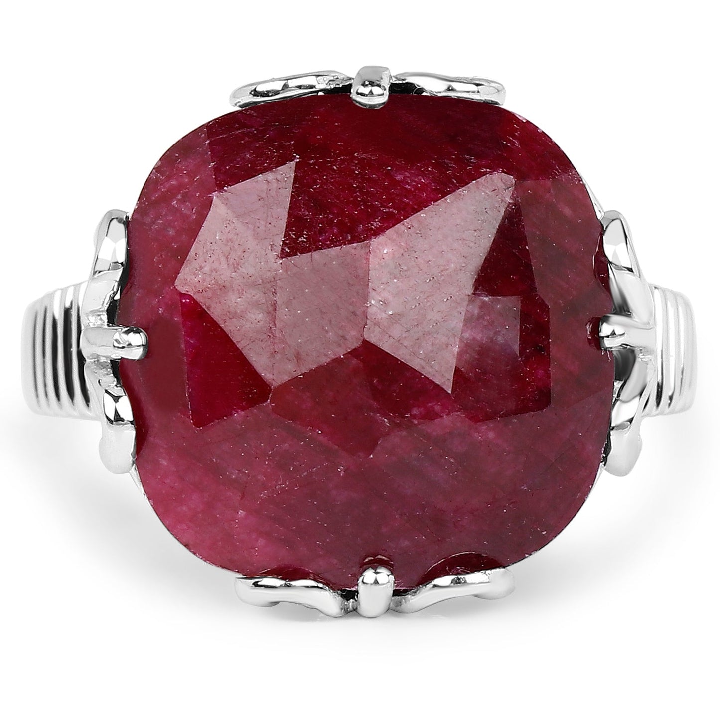13.65 Carat Dyed Ruby .925 Sterling Silver Ring Bids.com