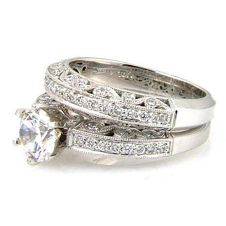 .54ct Antique Style Engagement Ring Set 18KT White Gold Bids.com