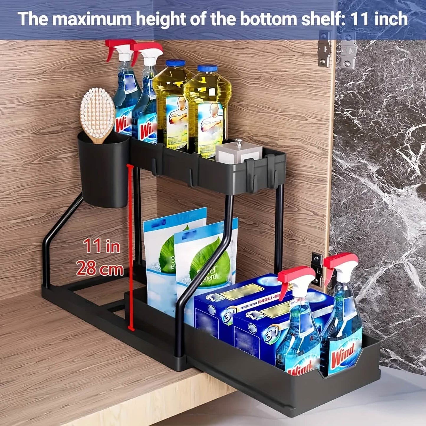2-Piece Under Sink Organizer with Sliding Shelves – Multi-Purpose Storage Rack DailySale