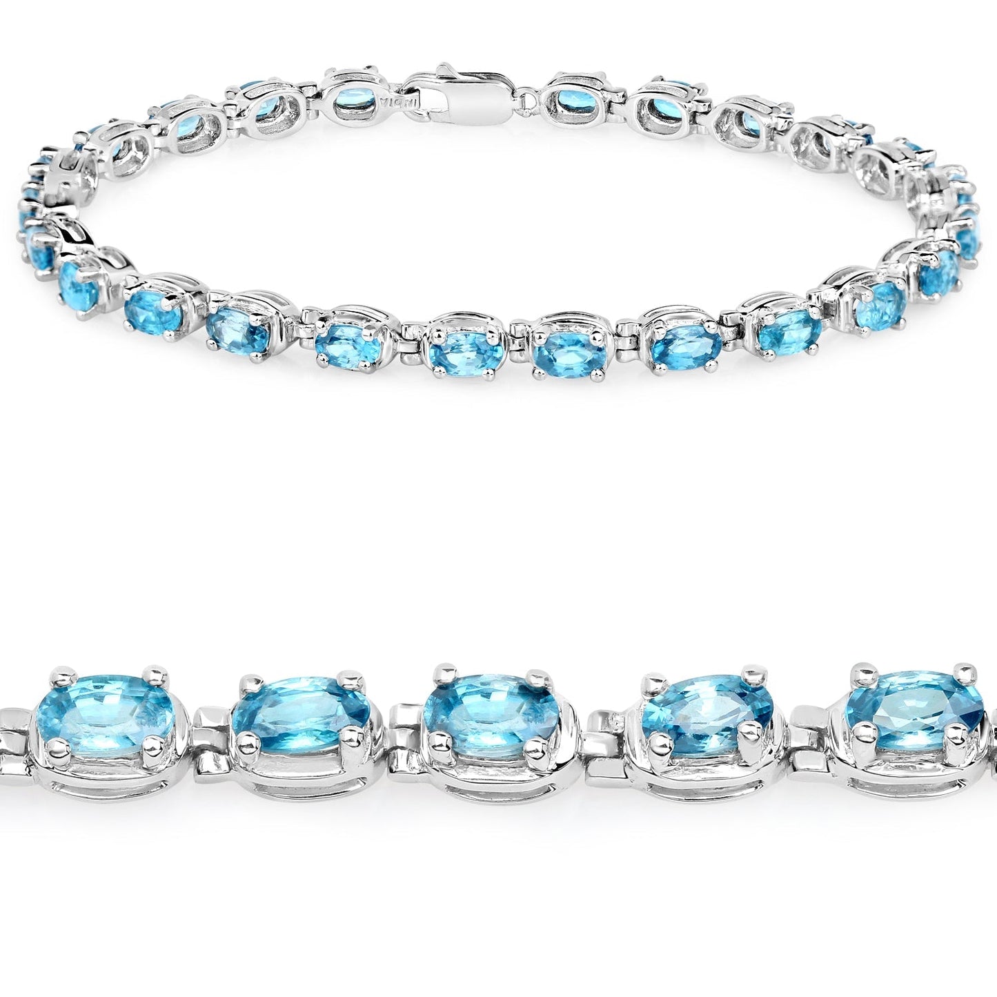 7.92 Carat Genuine Blue Zircon .925 Sterling Silver Bracelet Bids.com